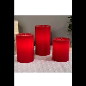 Bethlehem Lights 3-Piece Fiber Optic Flameless Pillars Red